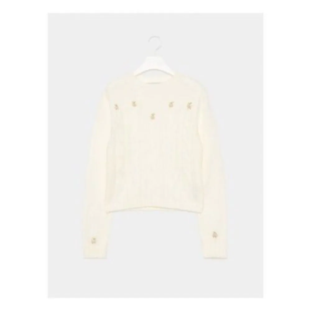 ✨ 8 Seconds Crew Neck Floral Knit Sweater✨ White Size M - Image 3