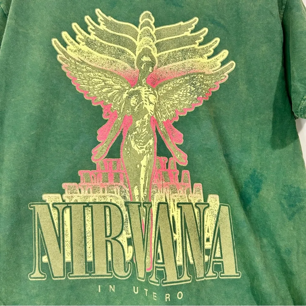 Nirvana Unisex In Utero Crewneck Graphic T-Shirt Green Large NWOT Grunge 90s - Image 2