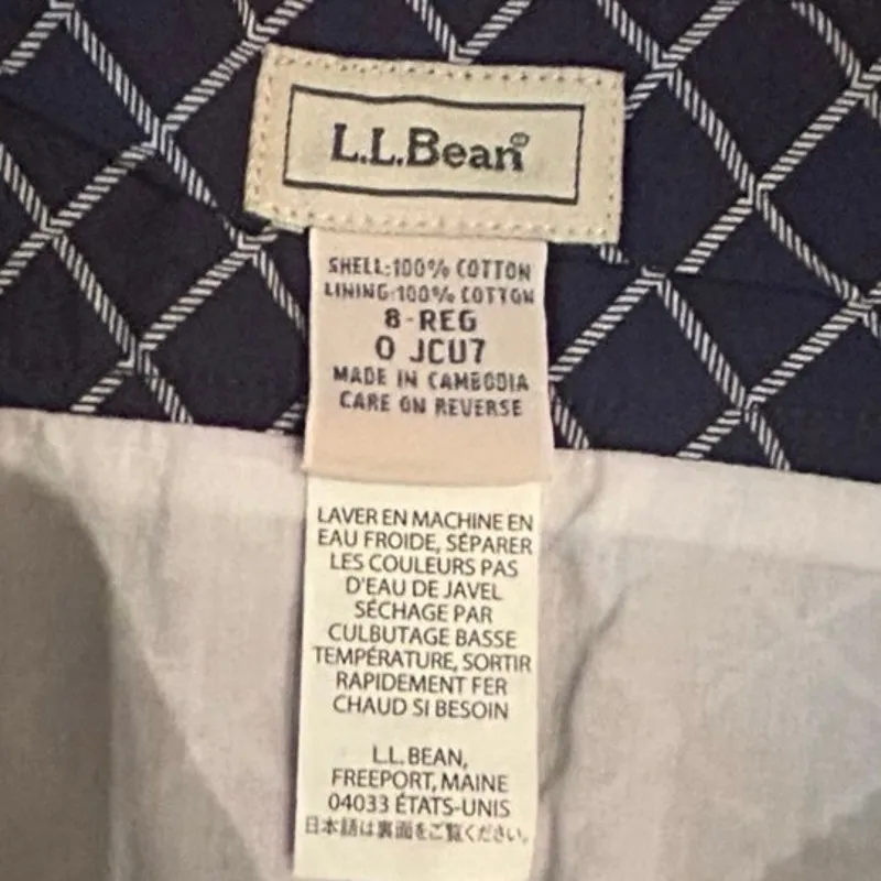 L.L. Bean Navy Blue Nautical Anchor Fisherman Plaid Skirt Pleated Cotton Women 8 - Image 4