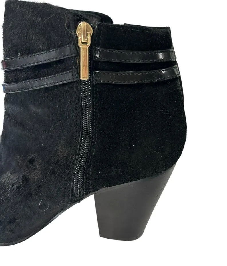 HAL RUBENSTEIN Black Cowhide Booties Size 8.5 Western Casual Leather Heels - Image 2