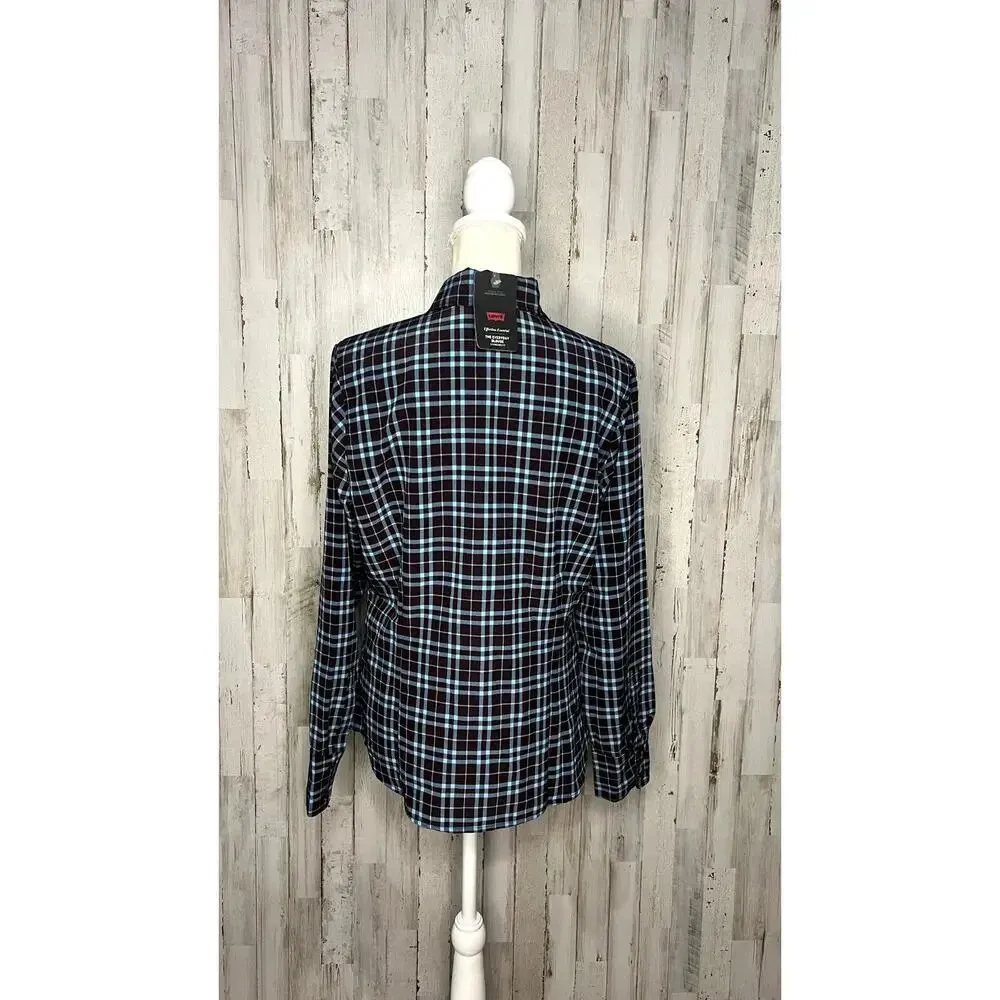 NWT Levi's Women's Plaid Collared Blouse Size‎ Medium Long Sleeve Casual - Image 5