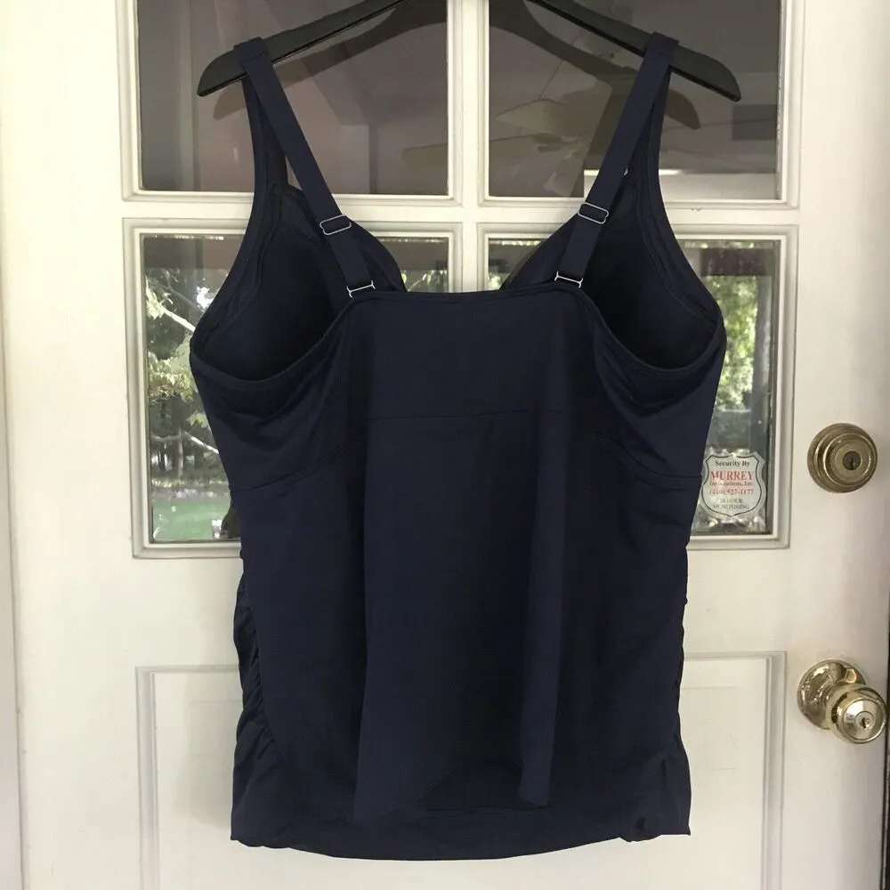 Lands End Tankini Swim Top Size 24w NWT Navy Blue Underwire New Nylon Blend - Image 6