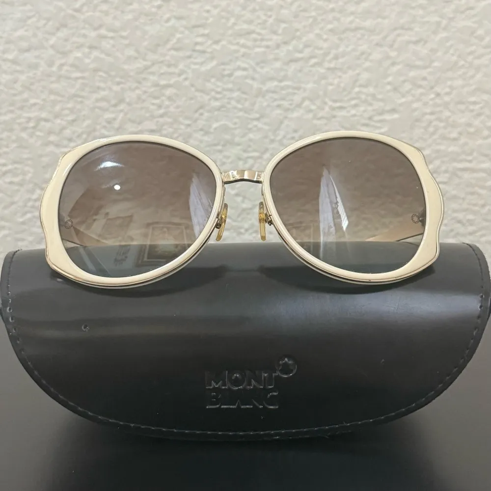 MONT BLANC MB 416S 25F 58▪️17 135 Ivory Gold Women’s Designer Sunglasses - Image 2