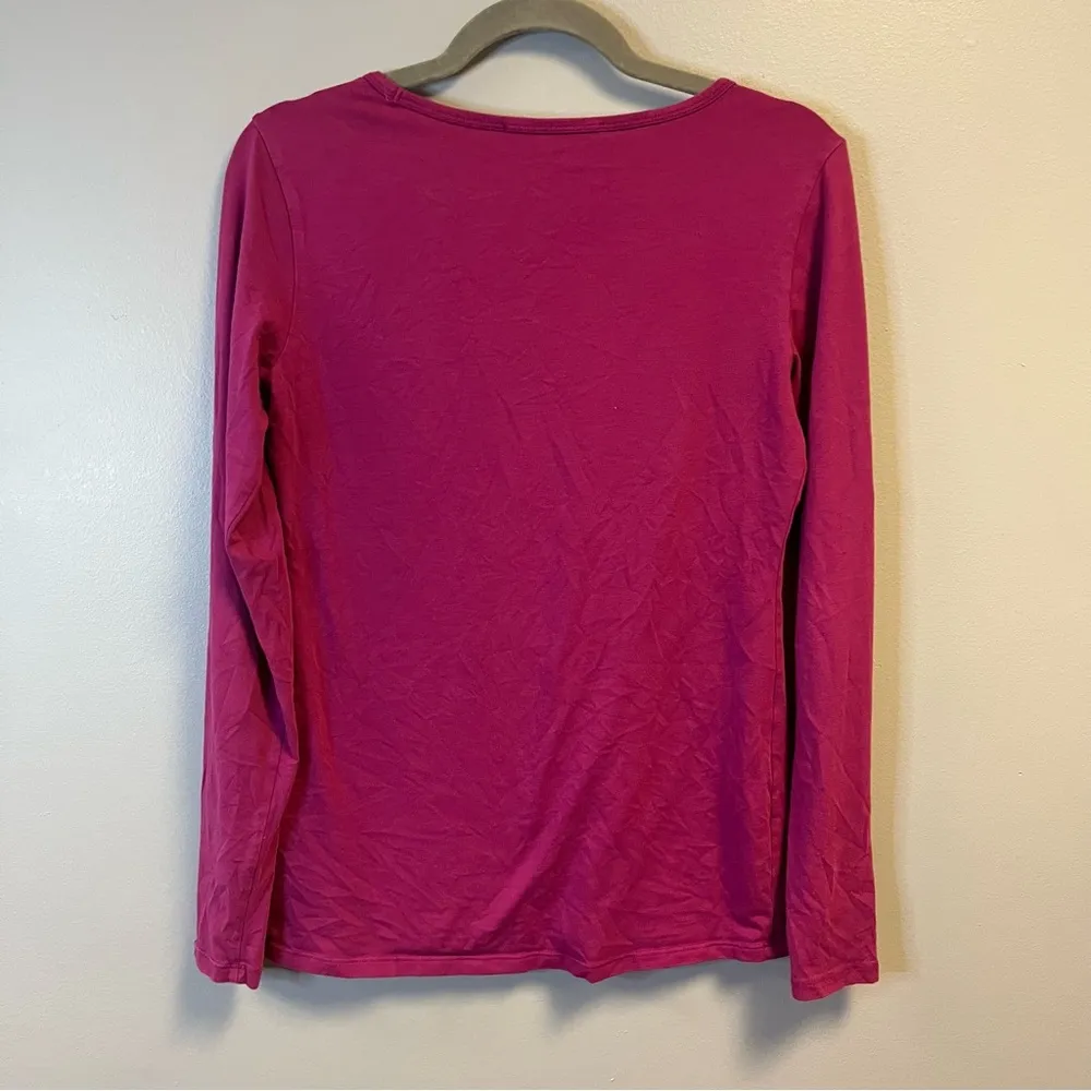Peruvian Connection Top Hot Pink Long Sleeve Scoop Neck Tee Sz M GUC - Image 5