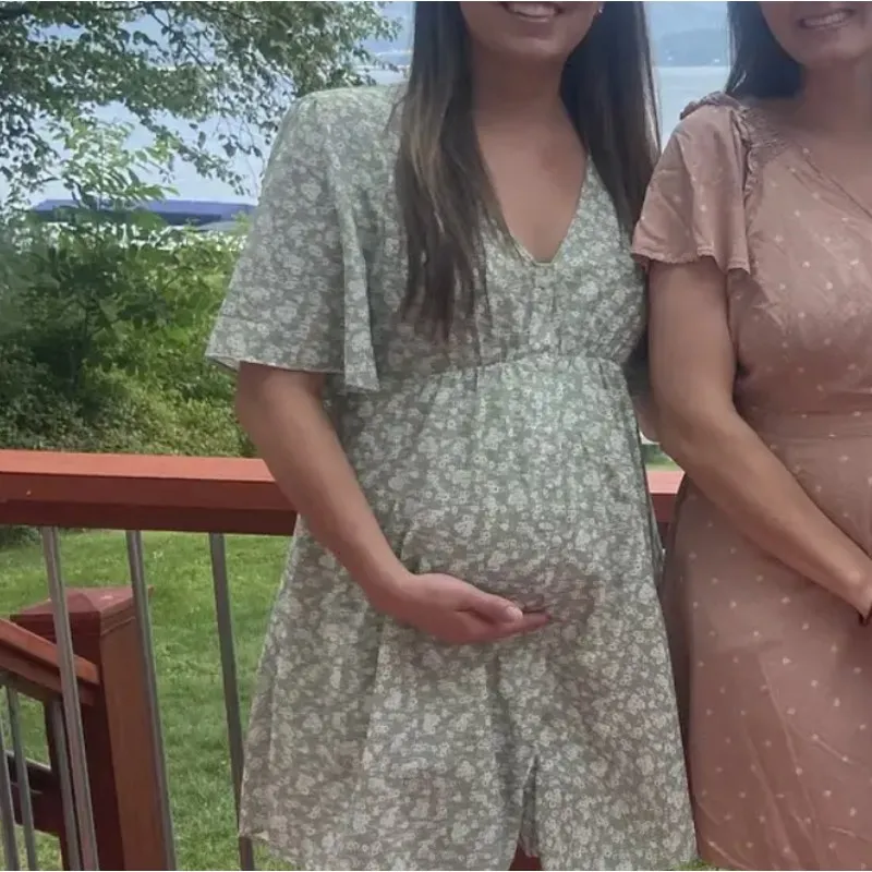 Soon Green Calico Babydoll Maternity Dress LARGE Cottage Prairie Designer - - From Margaret