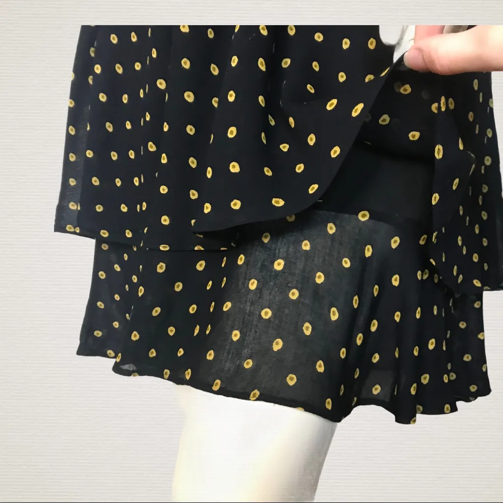 Chiffon‎ Dress Polka Dot Pattern Layered Skirt Black Sleeveless Women Simple Size M - Image 6