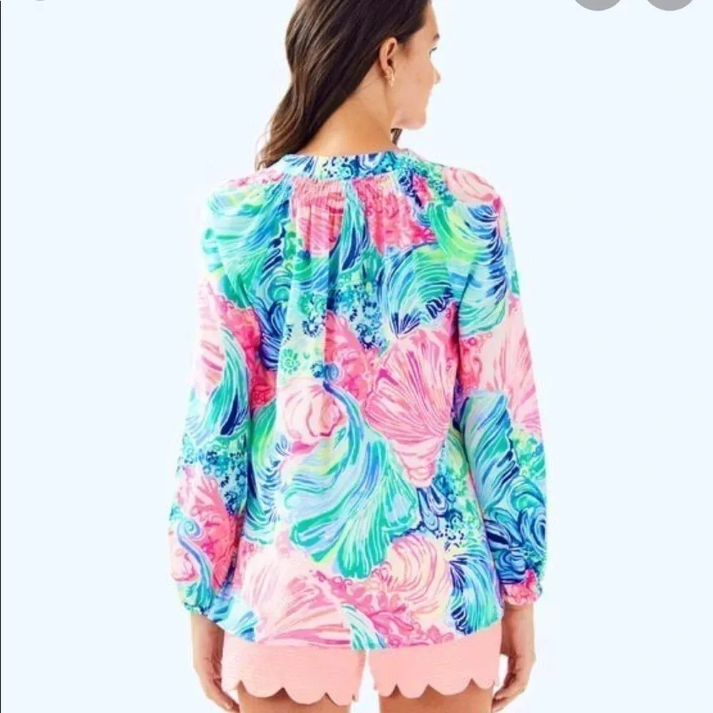 •Lilly Pulitzer• Beach Please Elsa Silk Blouse NWT - Image 3