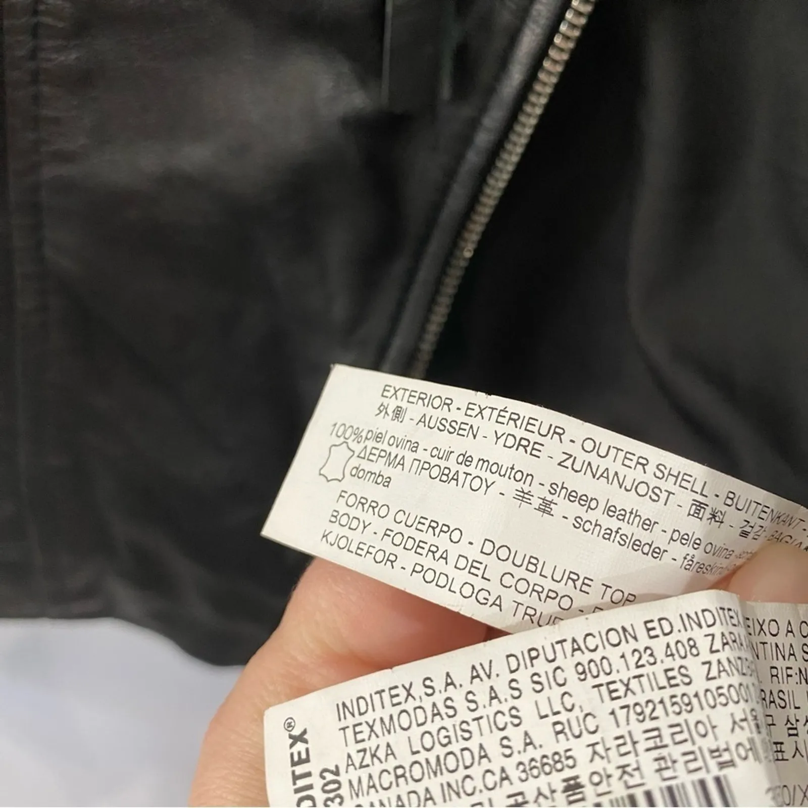 ZARA Genuine 100% Sheep Leather Moto Biker Jacket Black Zip Hardware Size - Image 5