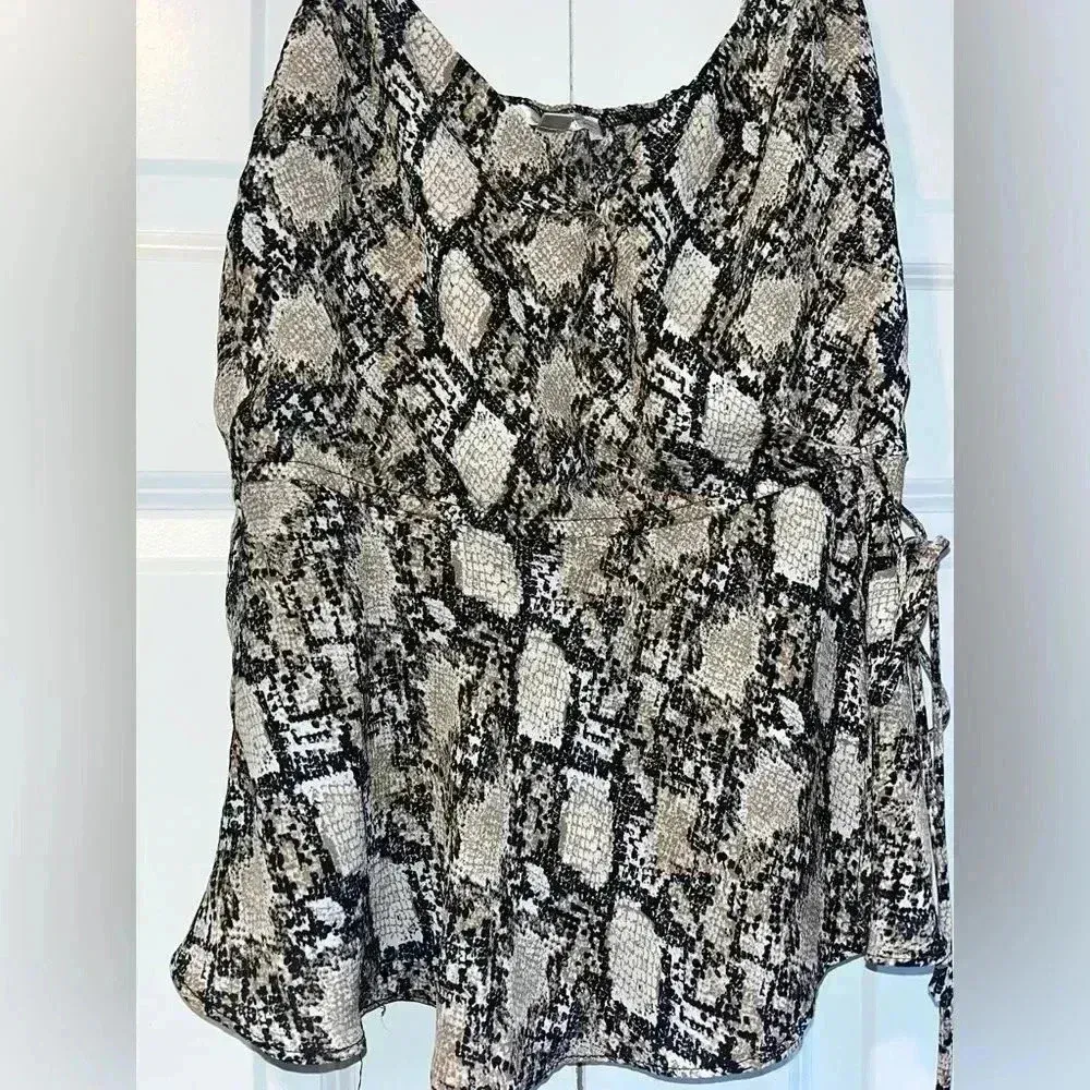 Nine Britton Snakeskin Sleeveless‎ Summer Blouse Size S B46 - Image 7