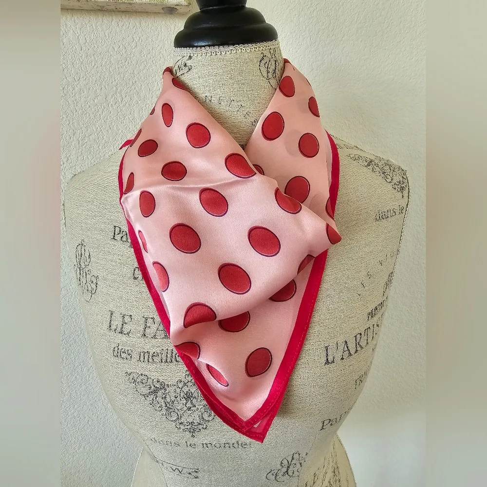 Halogen  Shadow Dot Silk Square Scarf Red Polka Dot Scarf - Image 2