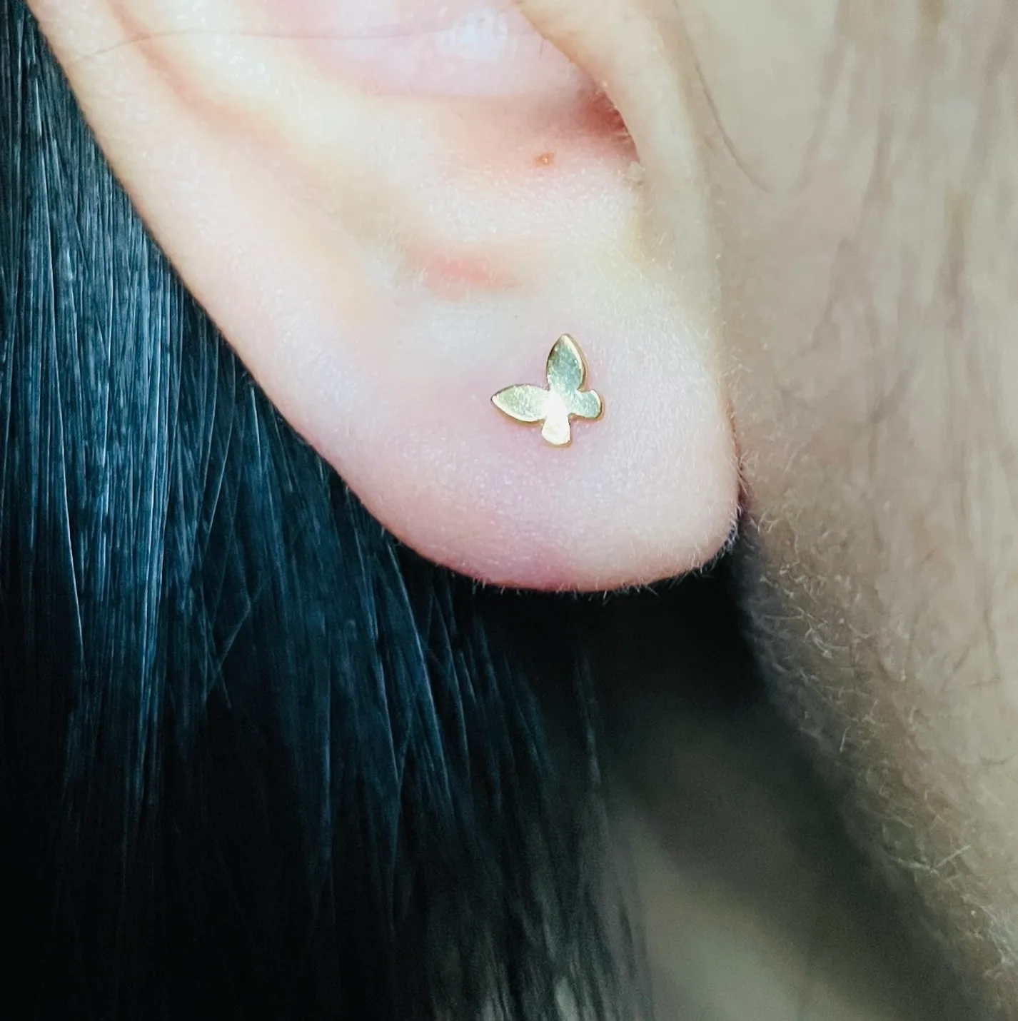 9k Butterfly Earring Stud + A Jewelry Box Gold - Image 2