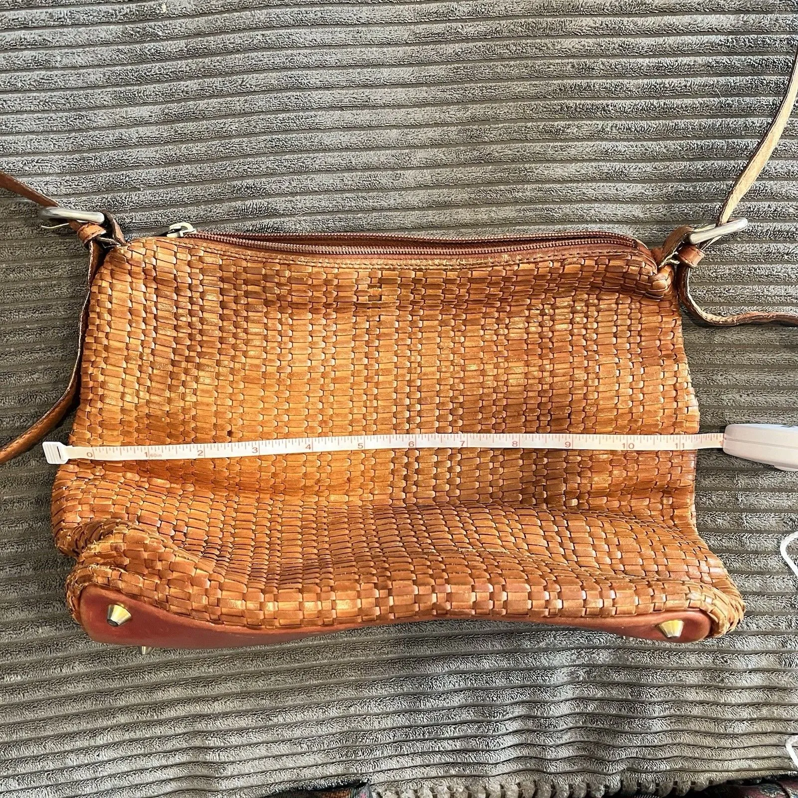 VTG Talbots Brown Genuine Leather Woven Braided Satchel Shoulder basket tote - Image 2