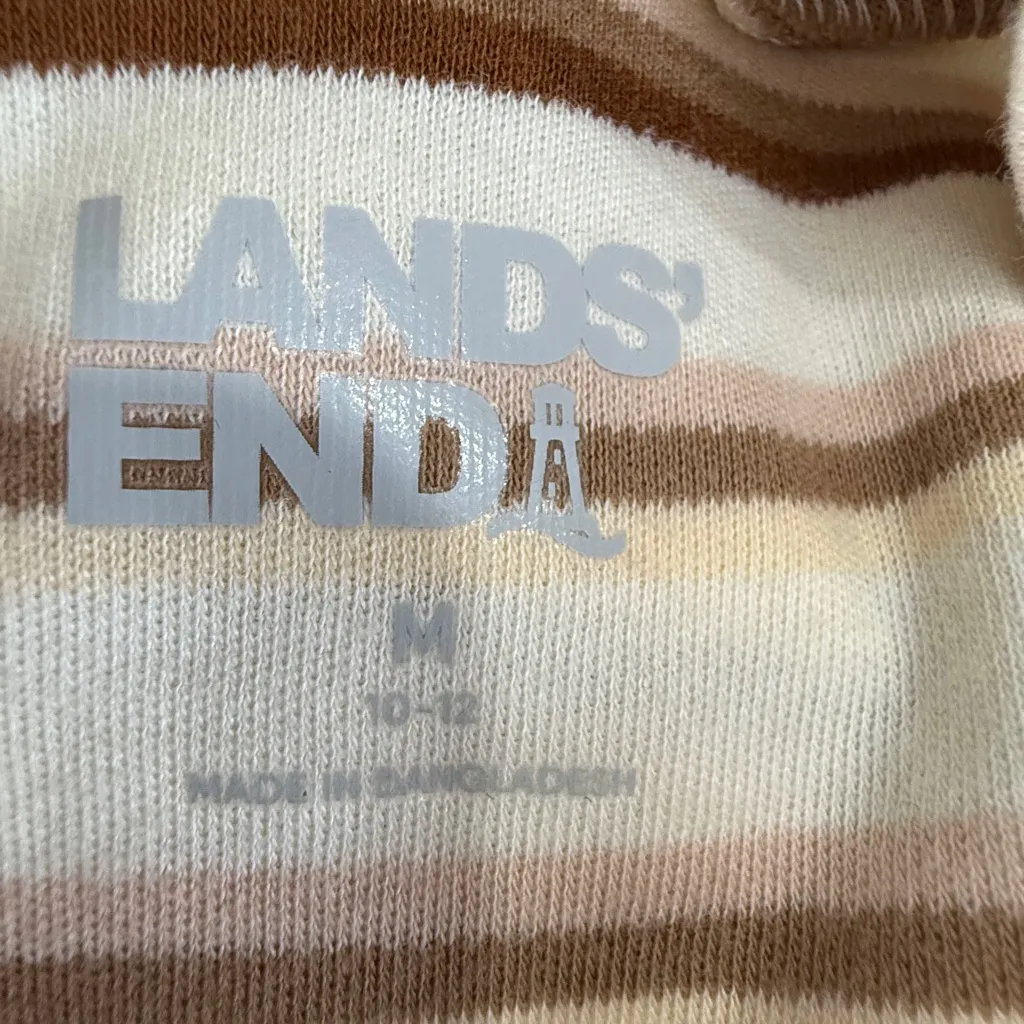 Lands' End Cream and Brown Striped Turtleneck - Image 3