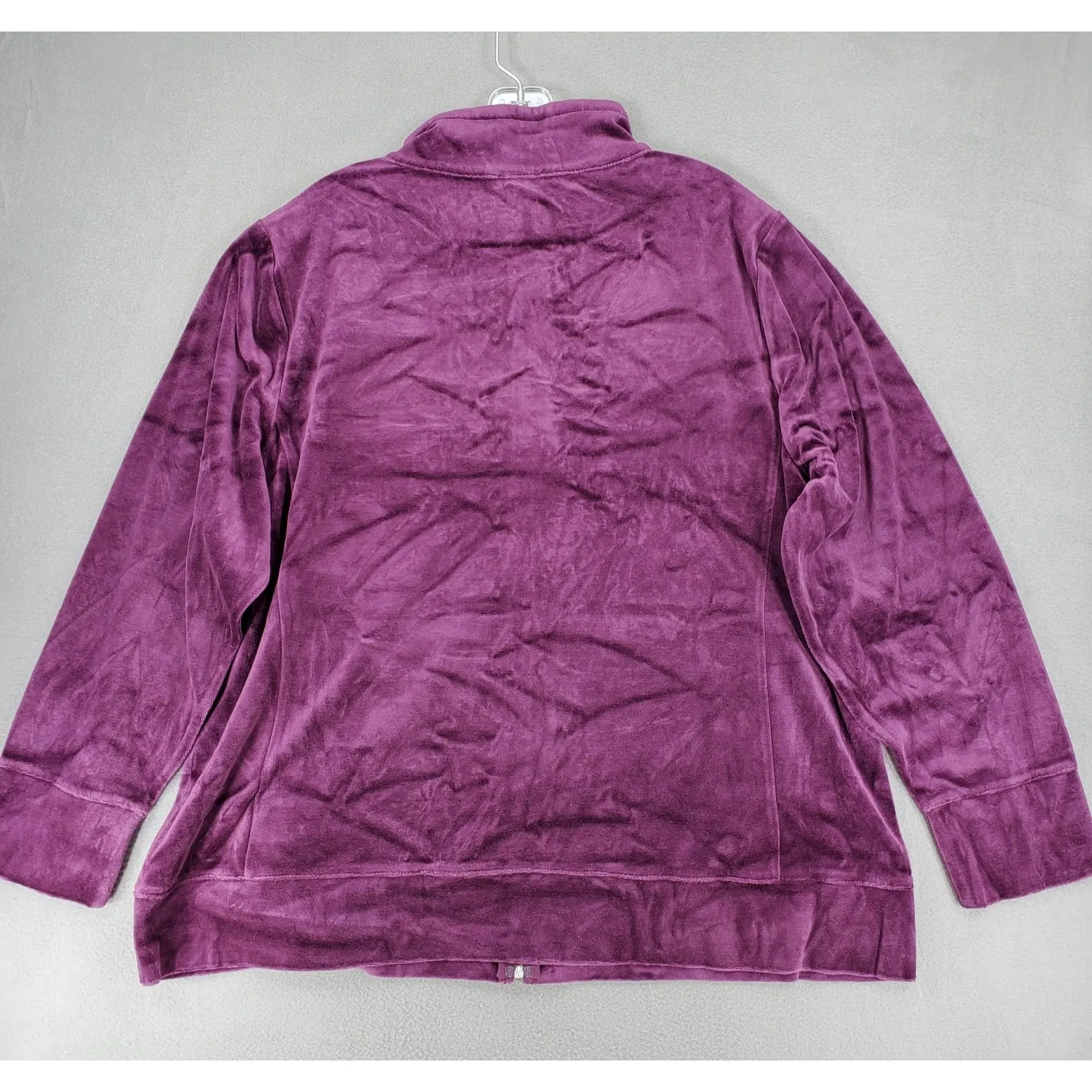 New Talbots‎ Velour Velvet Jacket Size 2X Purple Long Sleeve Full Zip Pockets - Image 5
