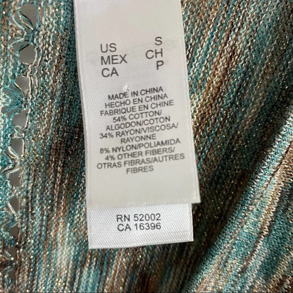 Emma E James Metallic Multi Color Knitted Winged Sleeve Sweater Size Small - Image 10