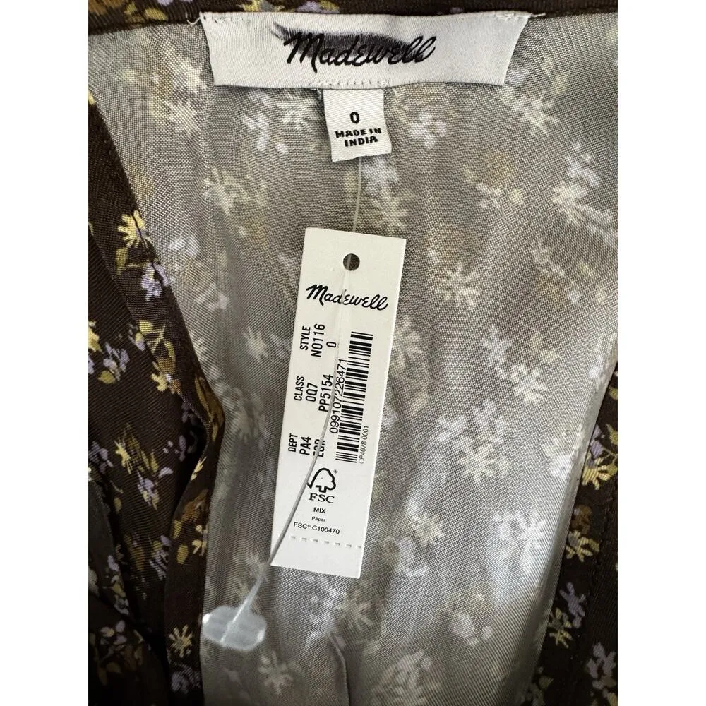 NWT Madewell Green Floral Wide V Neck Midi Dress Size 0 - Image 8