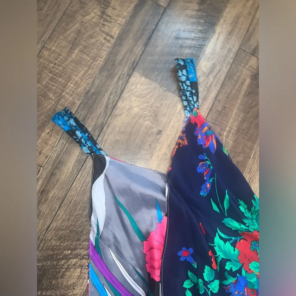 Burning torch rare scarf silk printed dress $600 Xxs Blue - Image 4