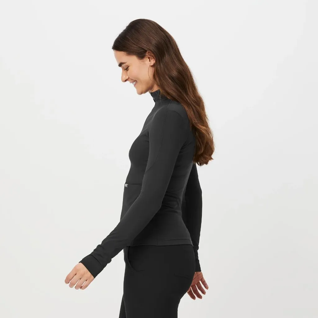 Figs On Shift Contour Knit Jacket in Black, Size Small - Image 2
