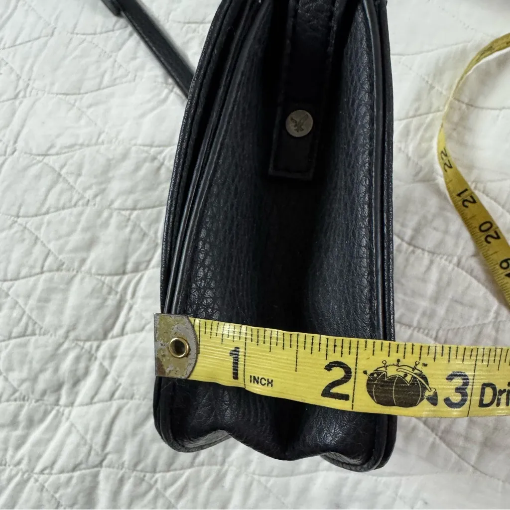 American Eagle Boho Faux Leather Crossbody Saddle Bag Purse Tassel Fringe Black - Image 11