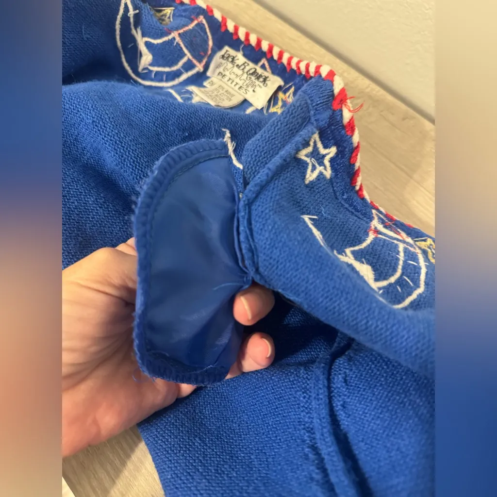 Jack B. Quick Christmas Sweater Cardigan Santa Moon Beading Red White Blue Med P Size undefined - Image 9