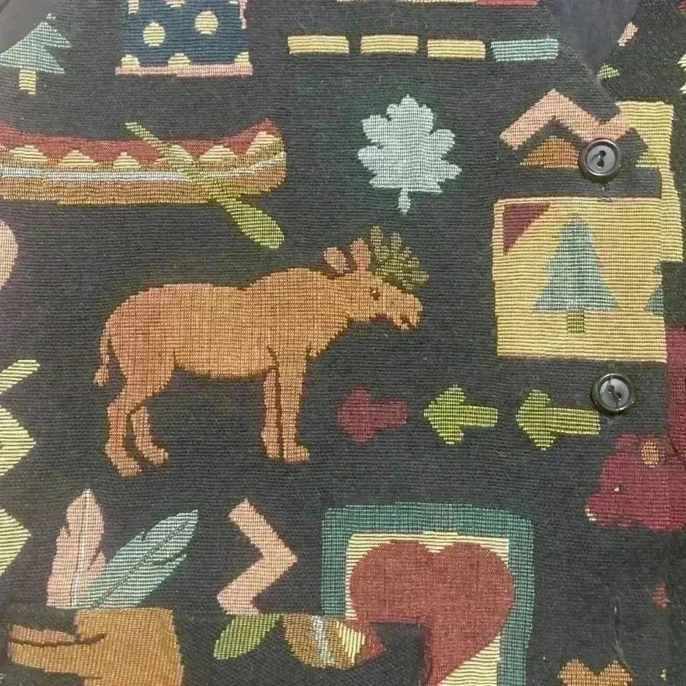 Vintage tapestry vest Camping Mountain Life Size Large Black - Image 9