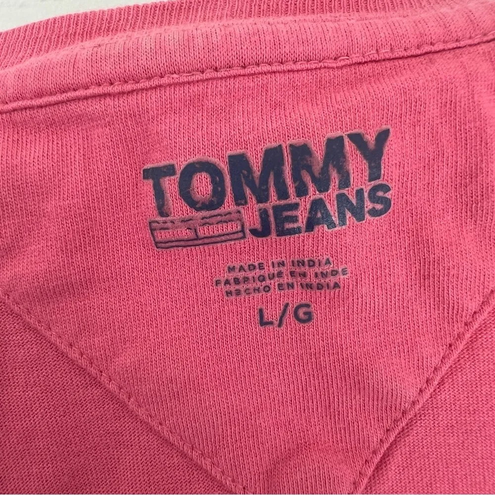 Tommy Jeans Cotton Flag Cropped T Shirt Size Large Pink - Image 6