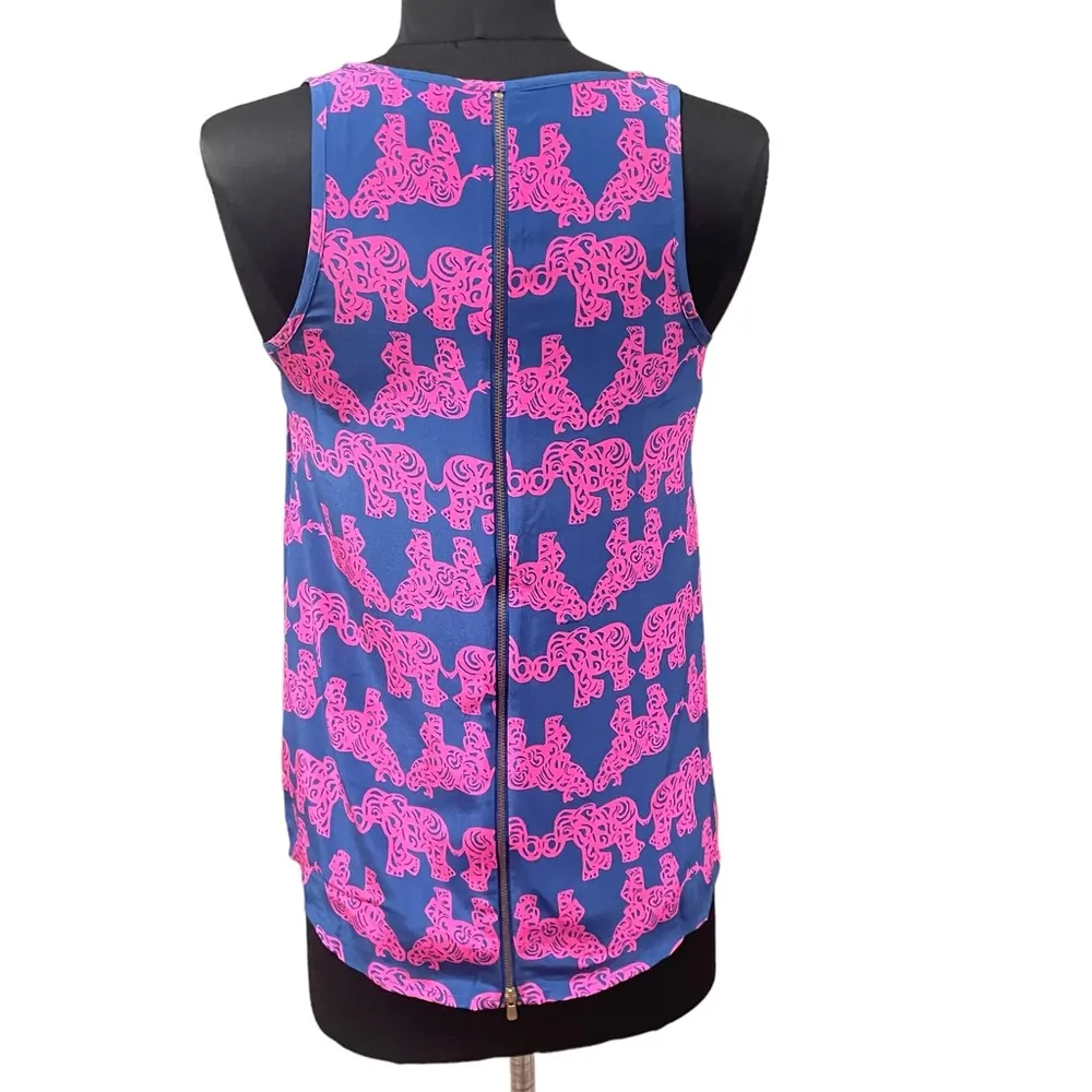Lily Pulitzer women’s Elephant print Top 100% silk size XXS - Image 4