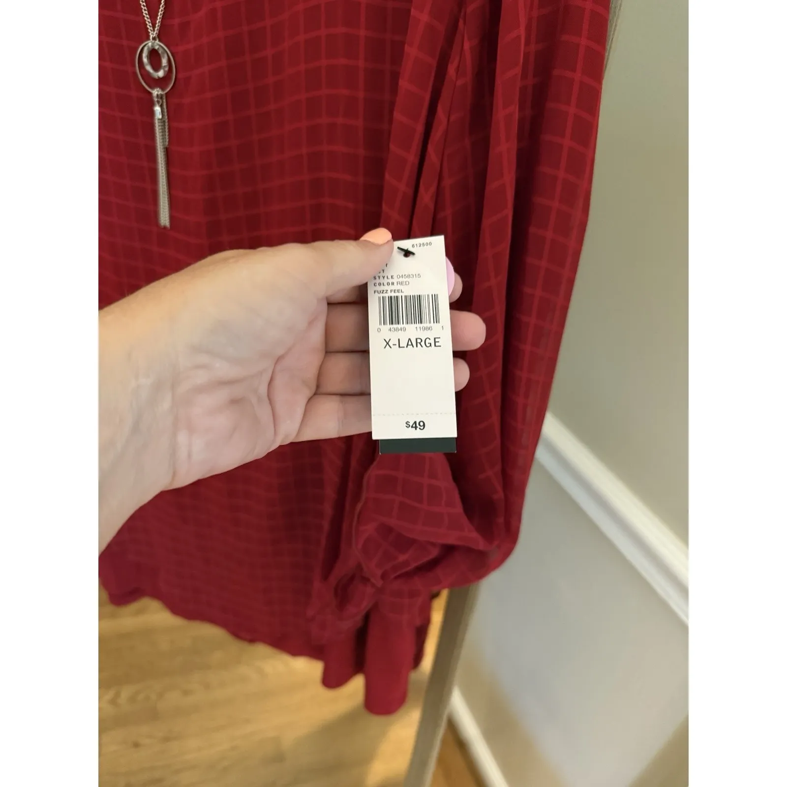 NWT Alyx Women's‎ XLTop Long Sleeve Red Blouse Open Sleeve Pleated Dressy Career Size XL - Image 4