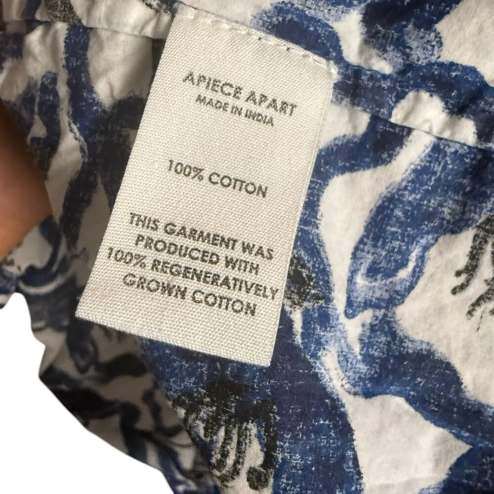 Apiece Apart Las Alturas Blue Floral Print Short Sleeve A-Line Mini Dress Size L - Image 12