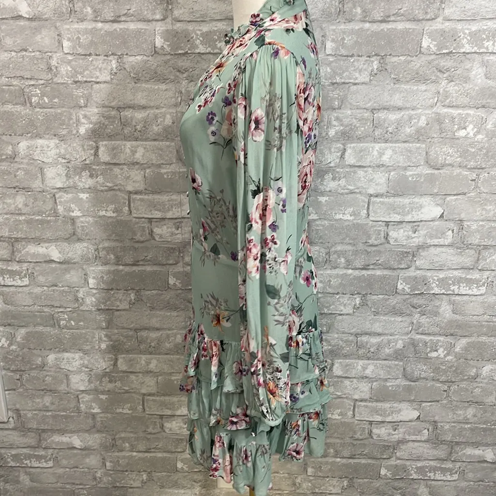 Yumi Kim Floral Jenna Long Sleeve Dress in Mint Green - Image 4
