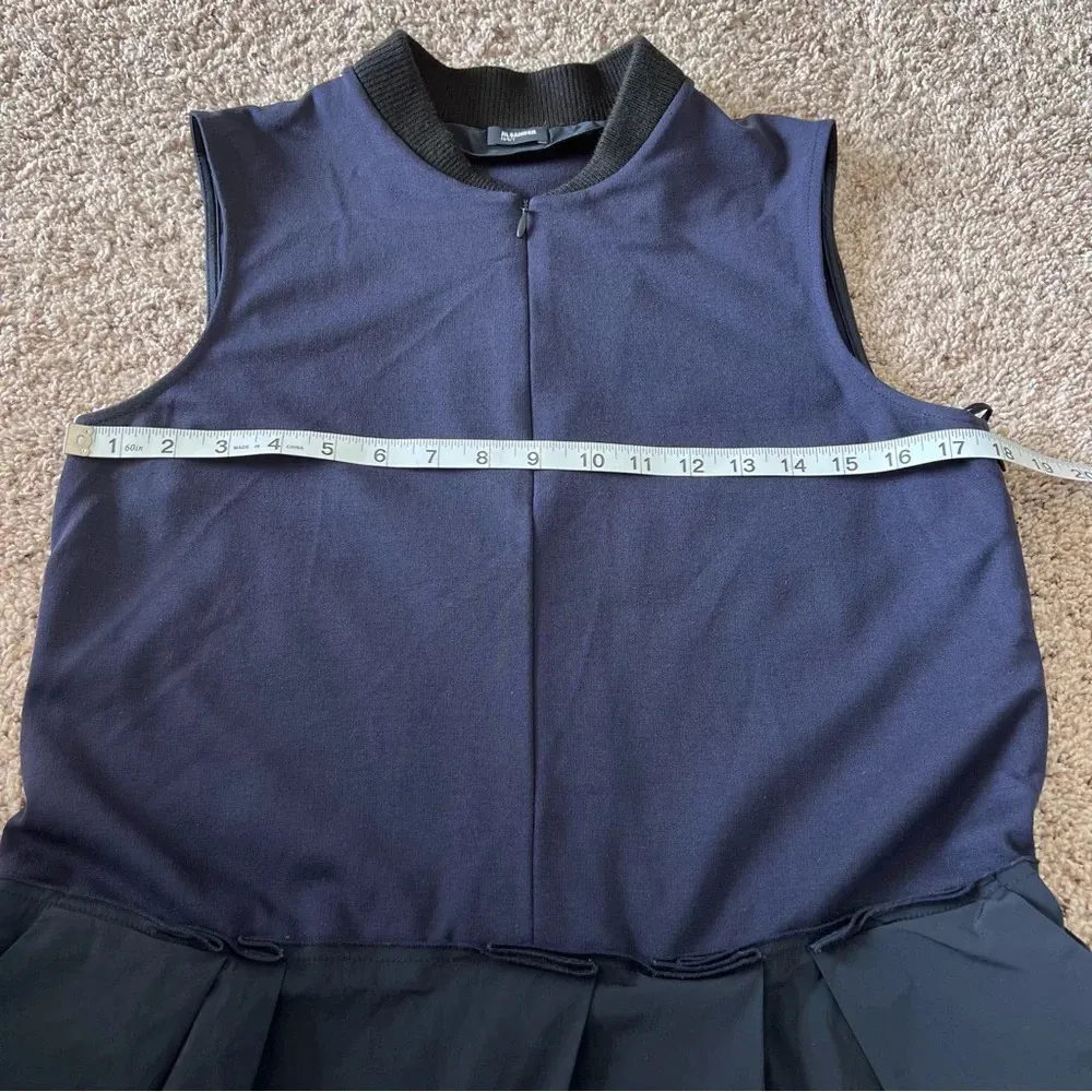 Jil Sander Navy - Navy Sleeveless A-Line Mini Dress - Image 12