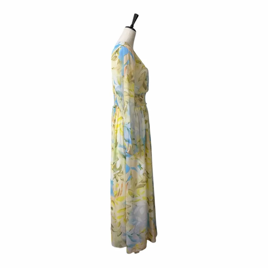 Laundry by Shelli Segal Long Sleeve Maxi Dress Yellow Floral Women’s Size 10 - Image 3