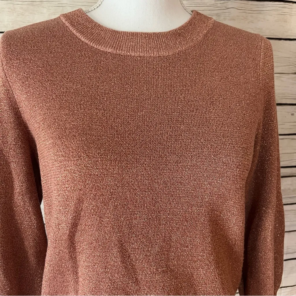 H&M Sparkle Knit Sweater In Deep Blush Size Small - Image 5