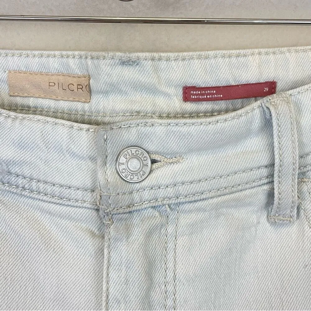 Pilcro Distressed Mid-Rise Slim‎ Boyfriend Jeans in Ocean Studio Size 29 - Image 6