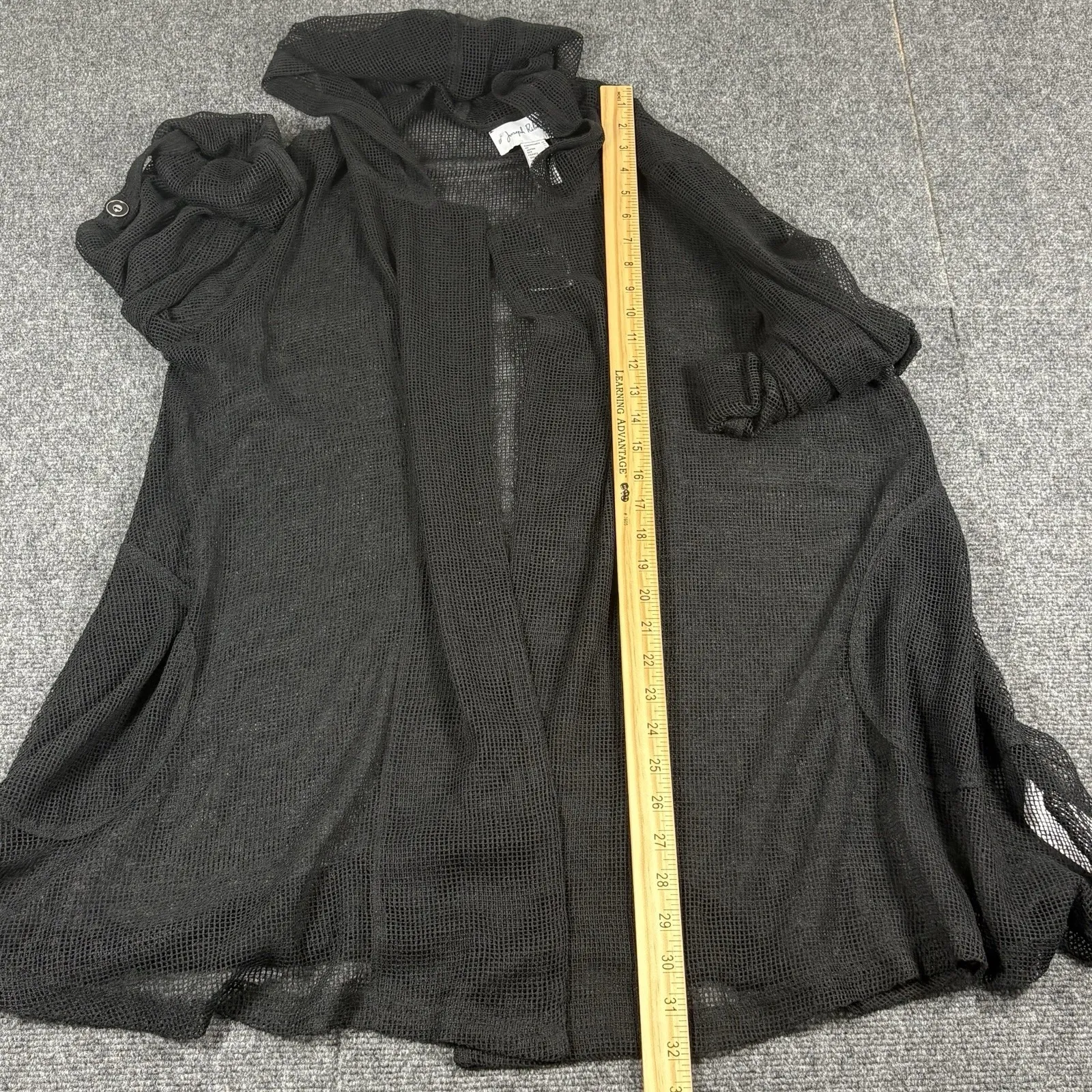 Joseph Ribkoff NEW Black Sheer Mesh Hooded Open Front Cardigan Top Jacket Sz 14 - Image 7