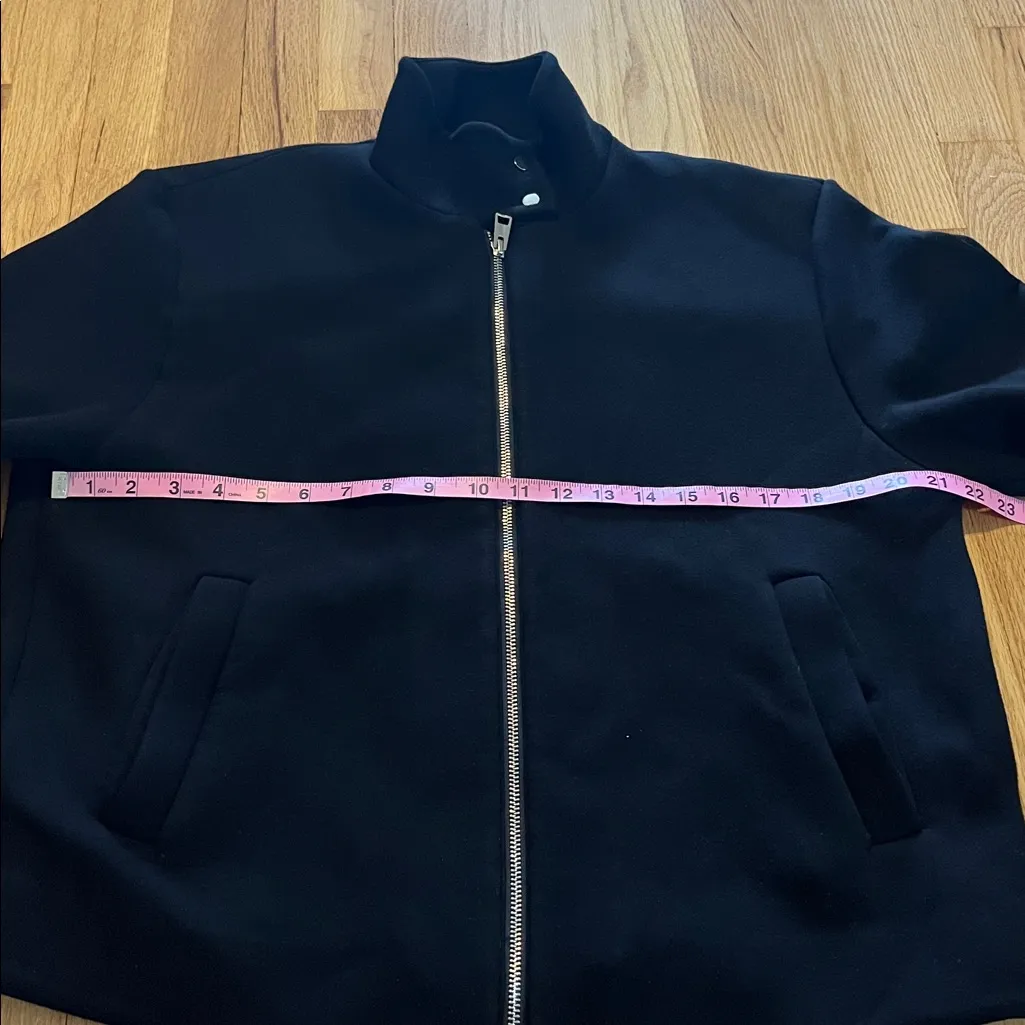 COS Black Neoprene Full Zip Bomber Jacket Sz M - Image 4