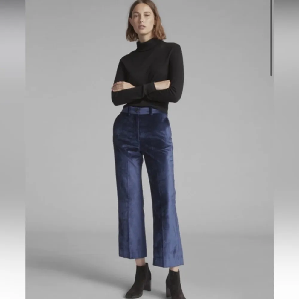 Rag and Bone Libby Blue Velvet Crop Flare Trouser Size 2 - Image 3