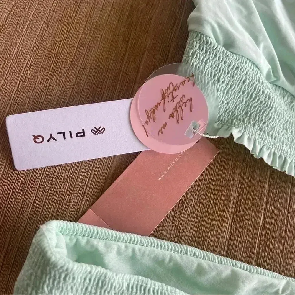 PILYQ Azura Smocked Bandeau & Smocked Teeny Bikini Bottom Large NWT - Image 8