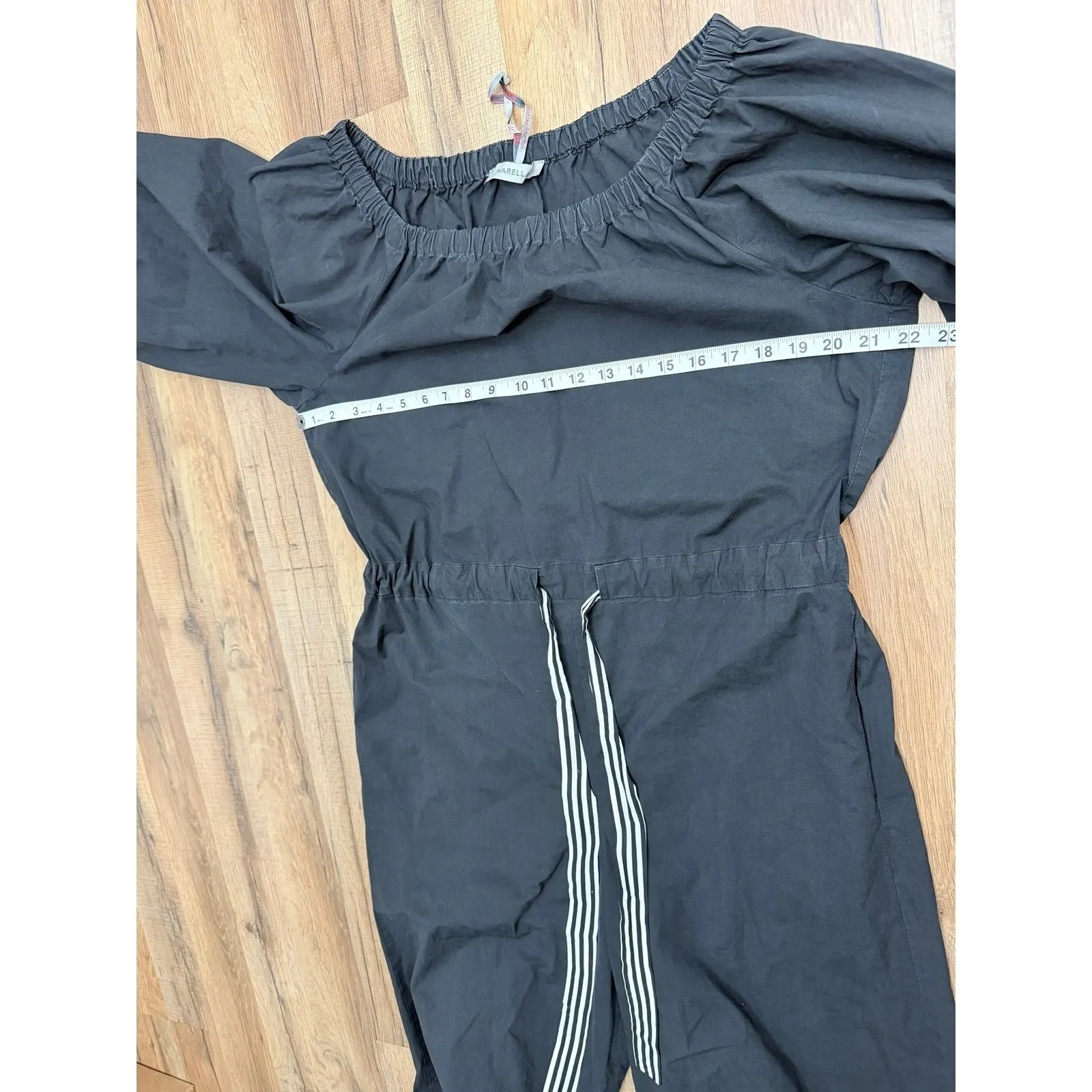 Marella Off Shoulder Black Cotton Jumpsuit Wide Leg Belted Italy Size 14 Size L - Image 8