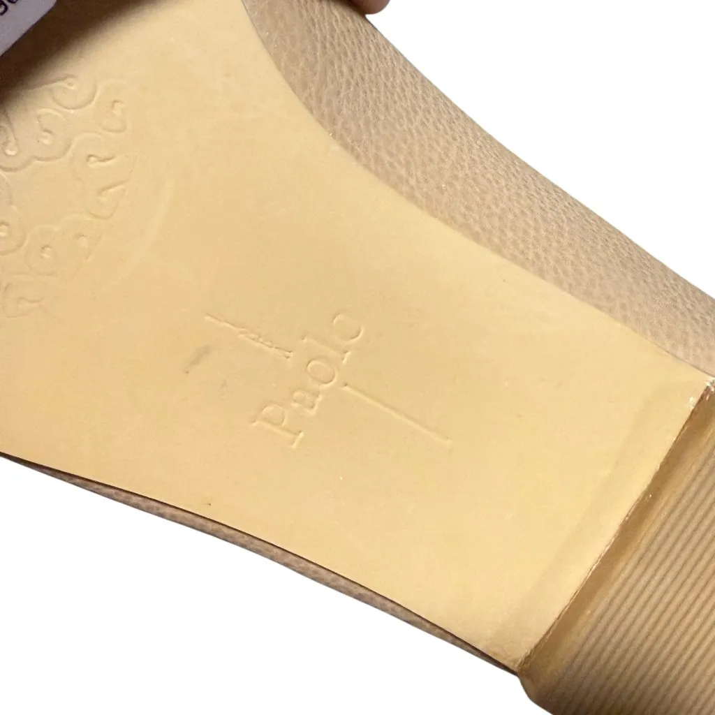 Linea Paolo Loafers Size 6 Pointed Toe Leather Gold Chain Slip On Casual Shoes Tan - Image 8