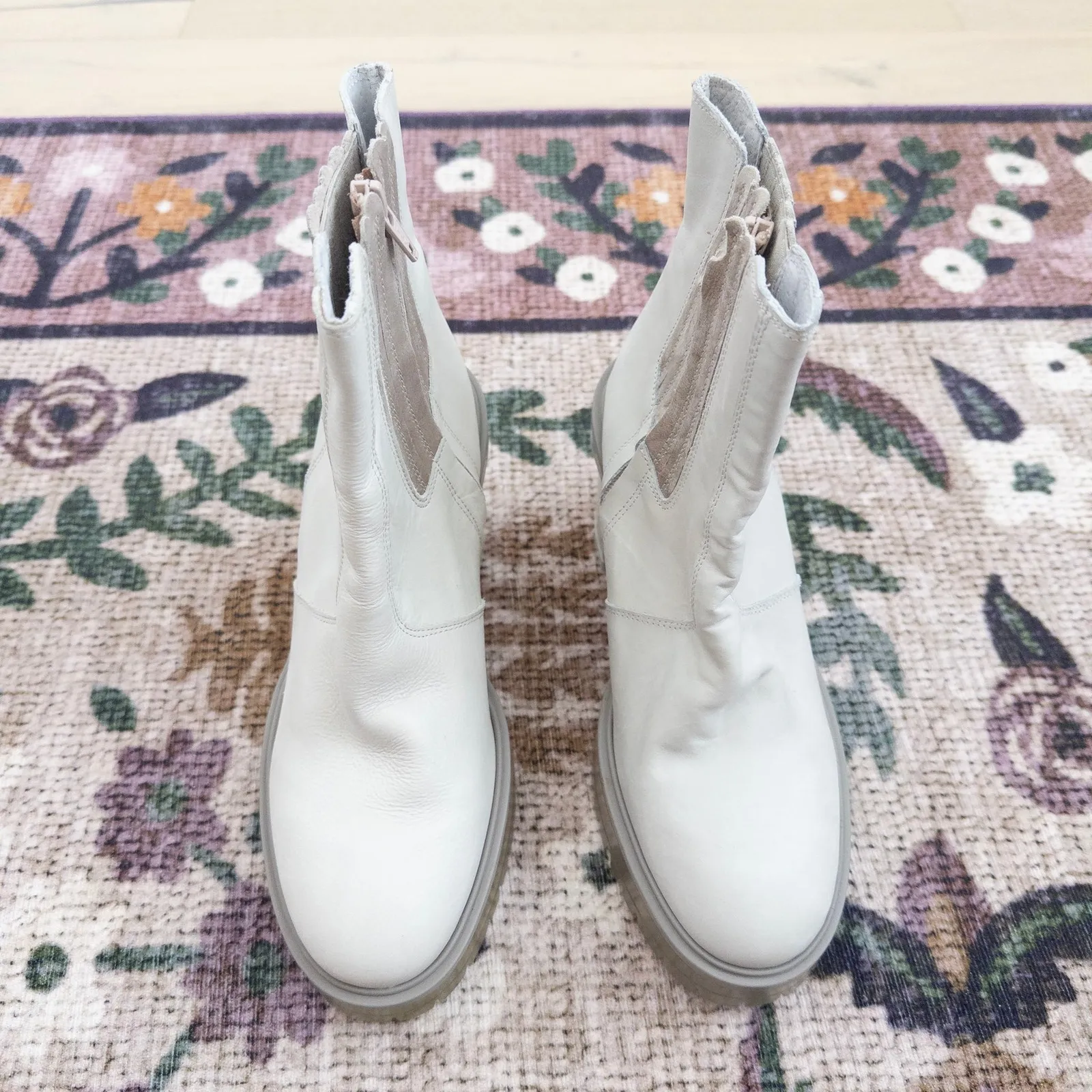 Free People Womens Boots Size 38 White James Leather‎ Platform Chunky Y2K Retro - Image 3