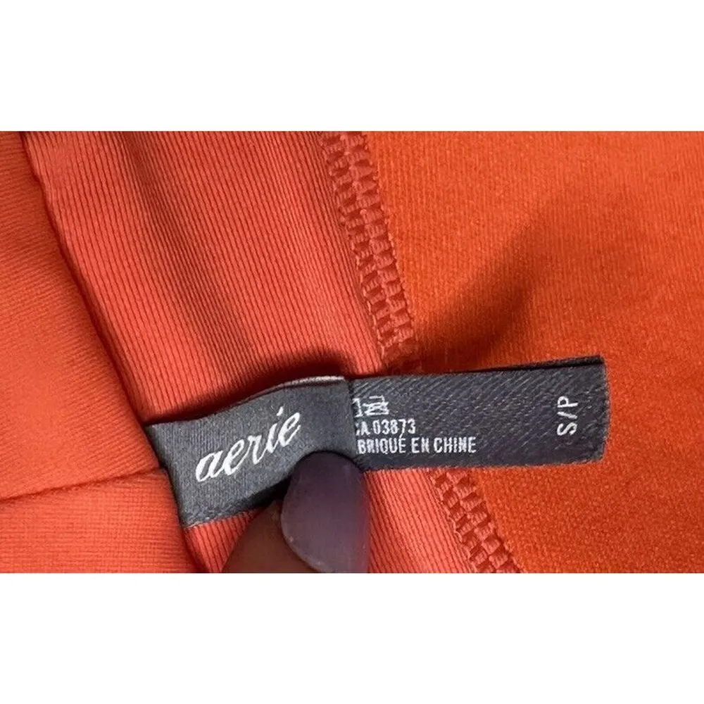 Aerie Coral Orange Floral Crochet Bandeau Strapless Swim Bikini Top Size Small - Image 7