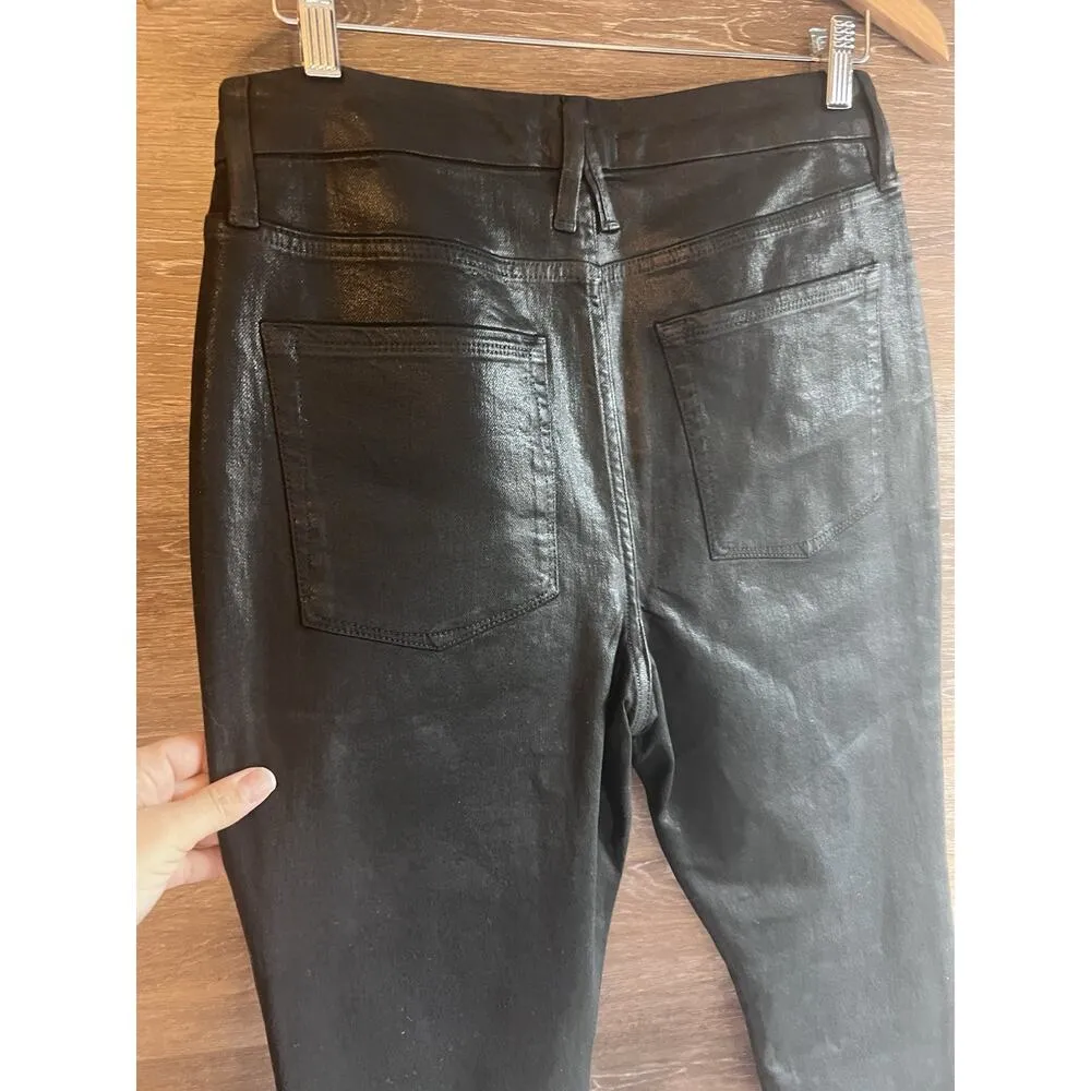 Good American GOOD CLASSIC Slim Straight Jeans GC046T Sz 14/32 Inseam 28" Black - Image 9