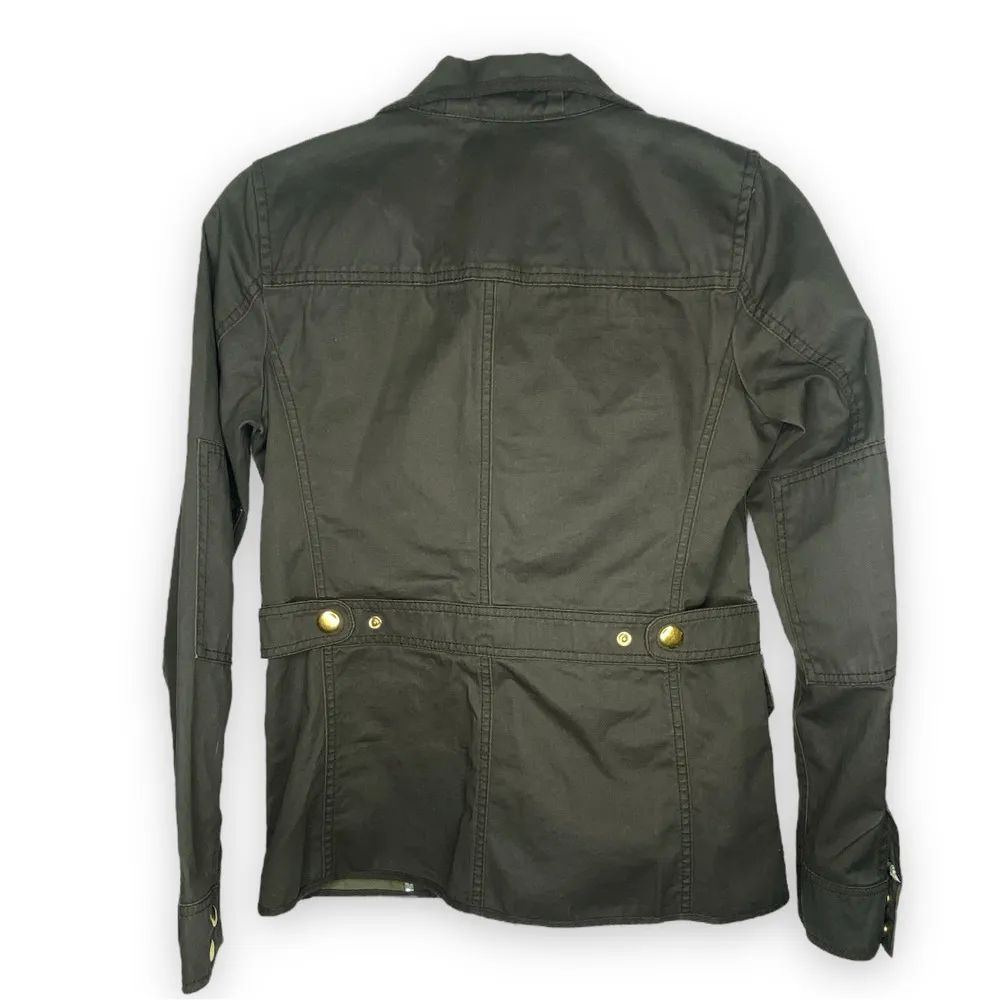 J. Crew Resin Coated Twill Field Olive Green Jacket XXS STYLE: 27584 - Image 8