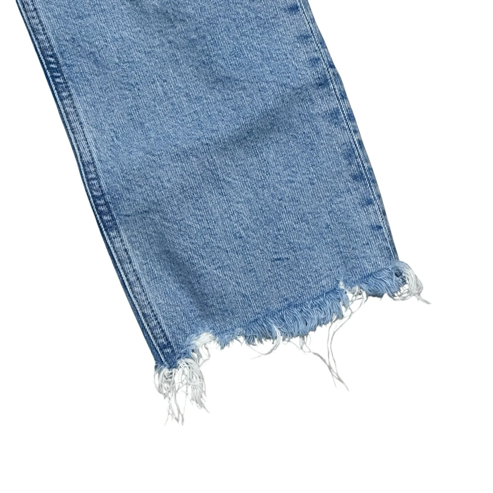 AGOLDE Riley High Rise Straight Crop Jeans in Zephyr Size 28 Button Fly Raw Hem - Image 5