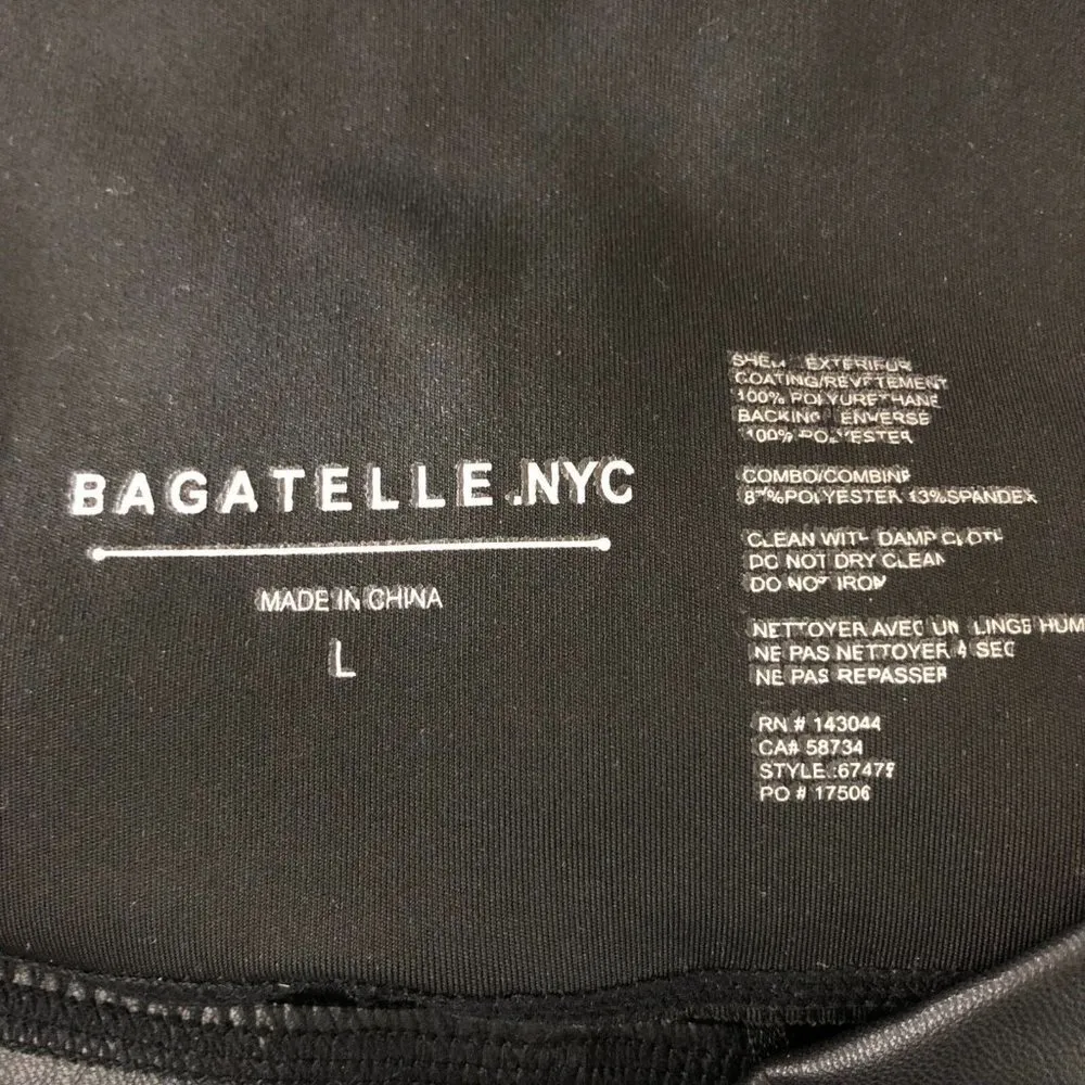 Bagatelle NYC Womens Leggings Faux Leather Ribbed Pull On Stretch Black L - Image 3