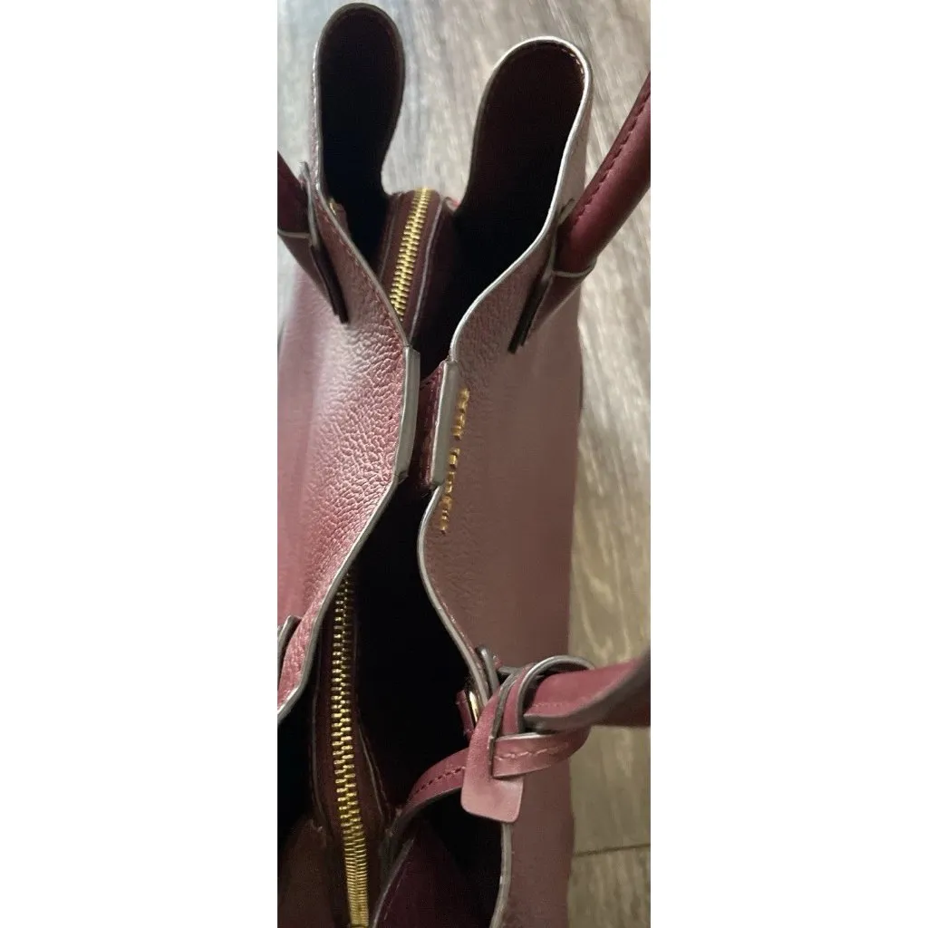Vintage MICHAEL KORS Mercer Gallery Burgundy Oxyblood Leather Zip Tote Bag - Image 14