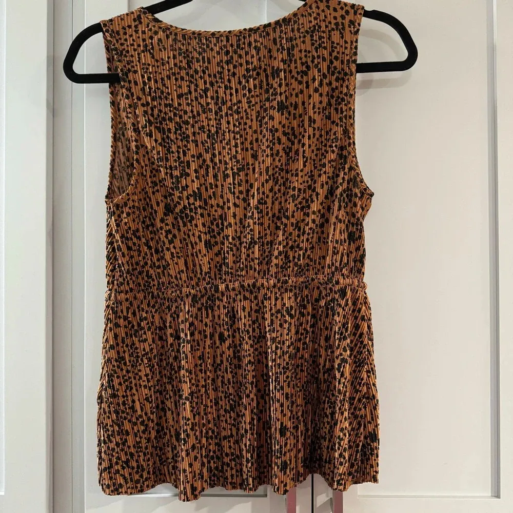 Anthropologie Leopard Print Deep V-neck Drawstring‎ Waist Blouse - Image 2
