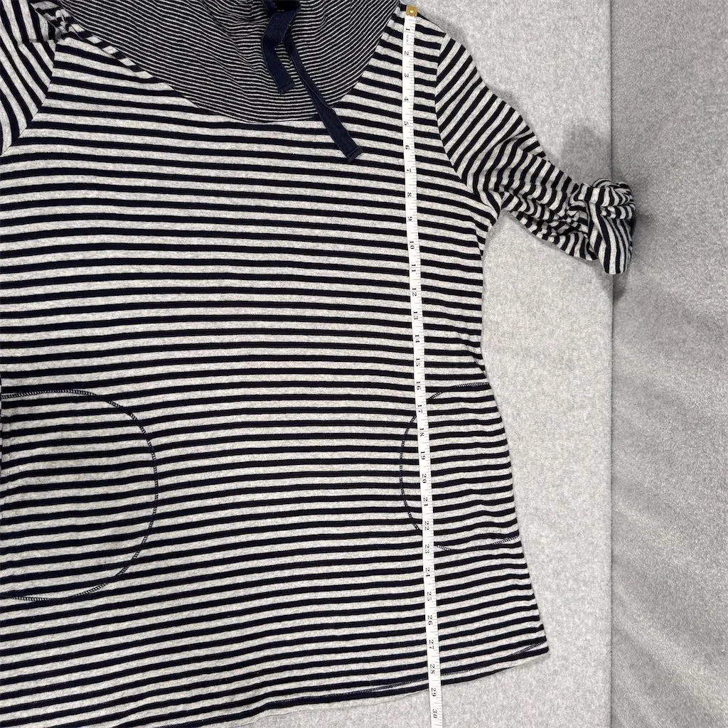 Neon Buddha Women's Striped Cowl Neck Cotton Tunic Sweater Top Size Small Blue - Image 8