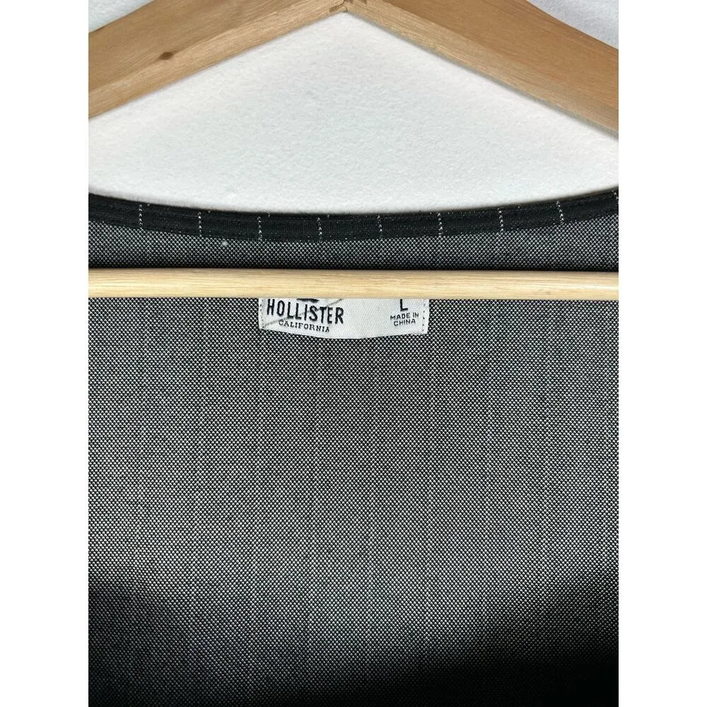 Hollister Striped Faux Button Front Square Neck Top L - Image 4